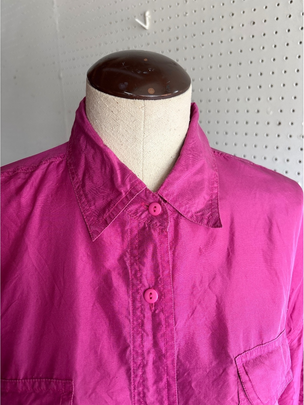 Rhoda Lynne Vintage Pink Silk Button-Up Shirt